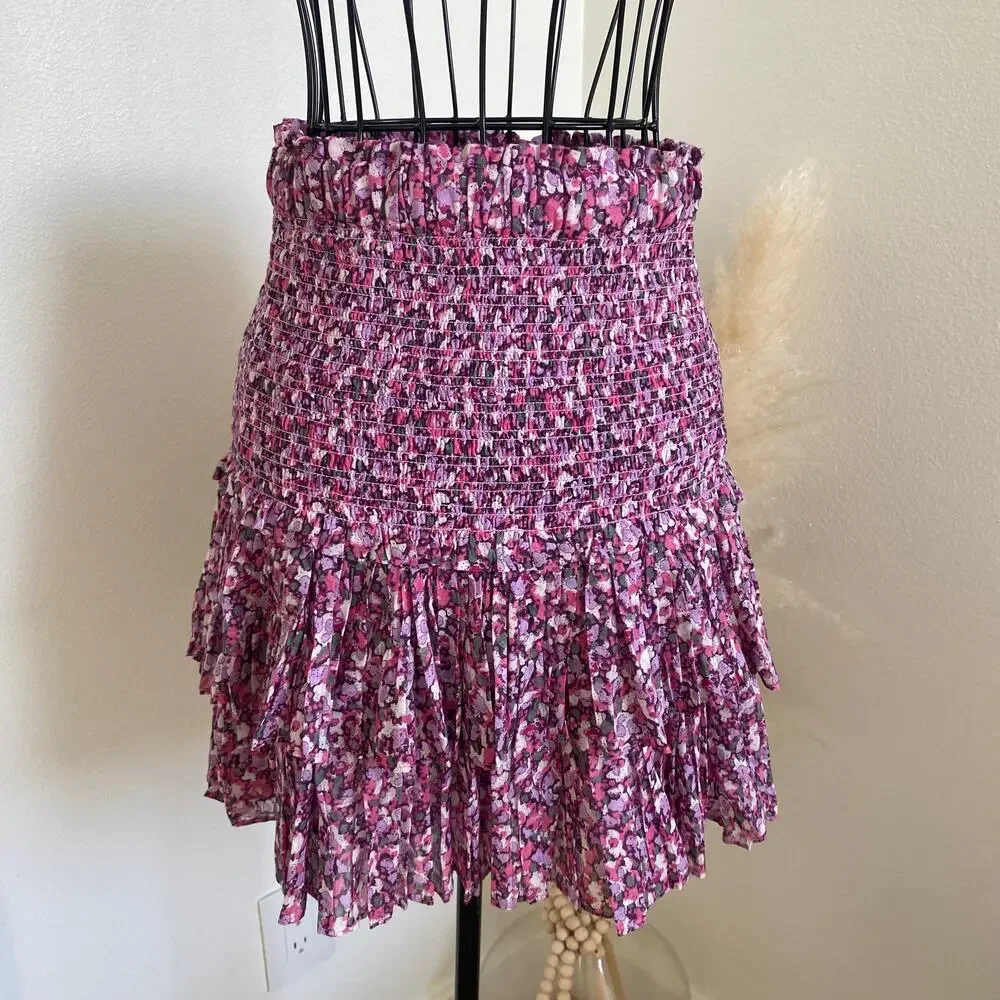 Etoile Isabel Marant Naomi Floral Smocked Mini Skirt NWT Size 36 FR (US 4) - Picture 5 of 14